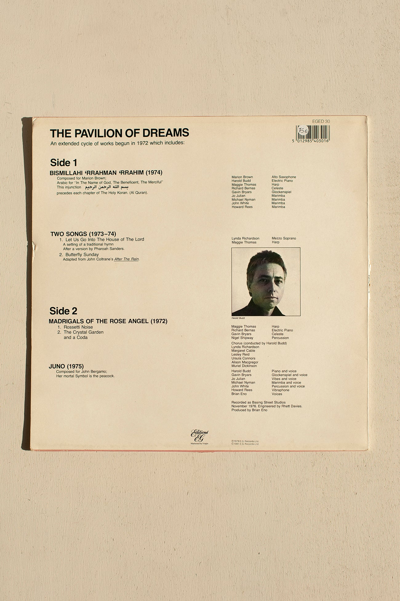 Harold Budd - The Pavilion of Dreams